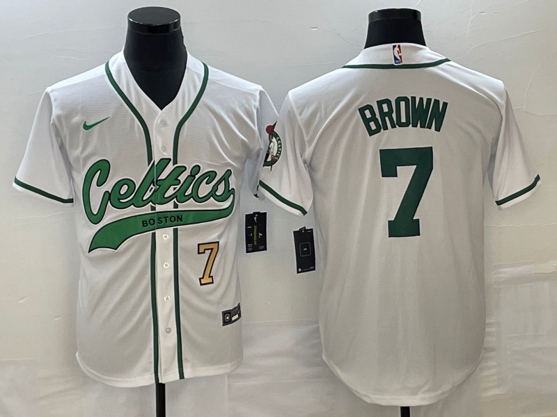 Nike 2023 Men Boston Celtics 7 Brown white Nike NBA Jerseys